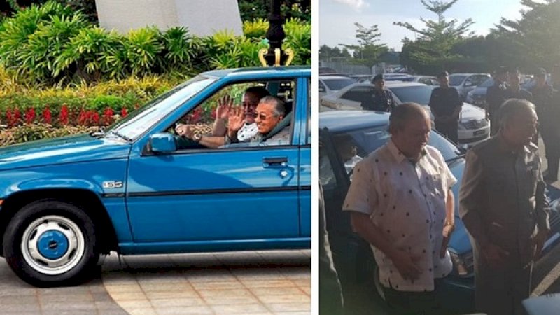 Raja Johor, Sultan Ibrahim Ibni Iskandar, menyopiri mobil yang dikendarai PM Malaysia, Mahathir Mohamad.