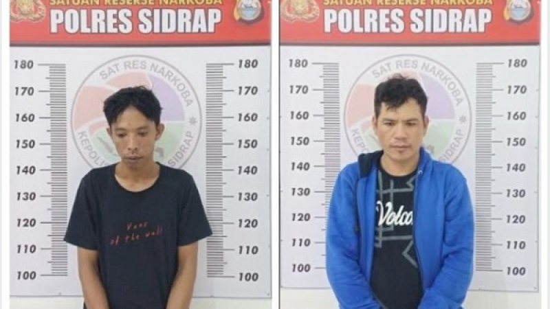 Ambo Asse dan Lanci, dua terduga pengedar narkoba yang dibekuk Polres Sidrap.