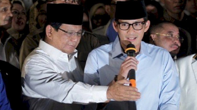 Prabowo Subianto dan Sandiaga Uno dalam sebuah kesempatan beberapa waktu lalu.