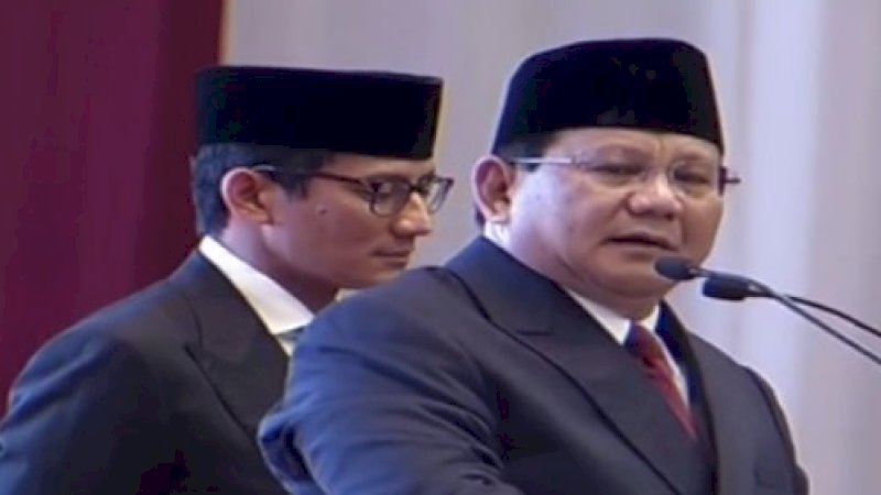 Prabowo Subianto, saat pidato "Indonesia Menang" di JCC, Senin (14/1/2019).