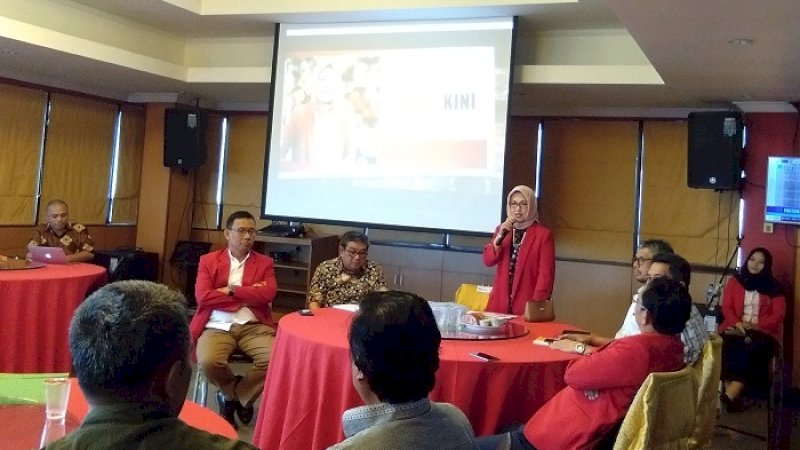 Rektor Universitas Hasanuddin Prof Dwia Aries Tina Pulubuhu memaparkan prestasi 2018 dan program 2019, Selasa (15/1/2019).