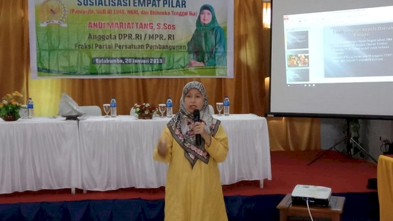 Andi Mariattang mensosialisasikan empat pilar berbangsa dan bernegara di Bulukumba, Minggu (20/1/2019).