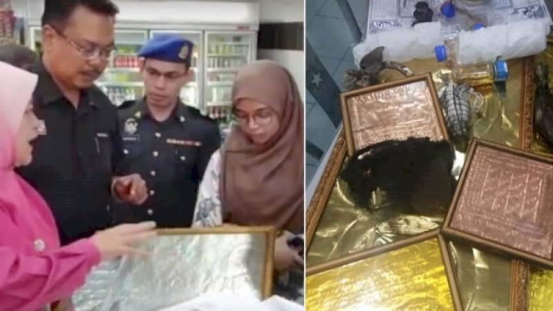 Polisi menggerebek sebuah restoran yang memasang jimat untuk menarik pelanggannya, di Johor, Malaysia.