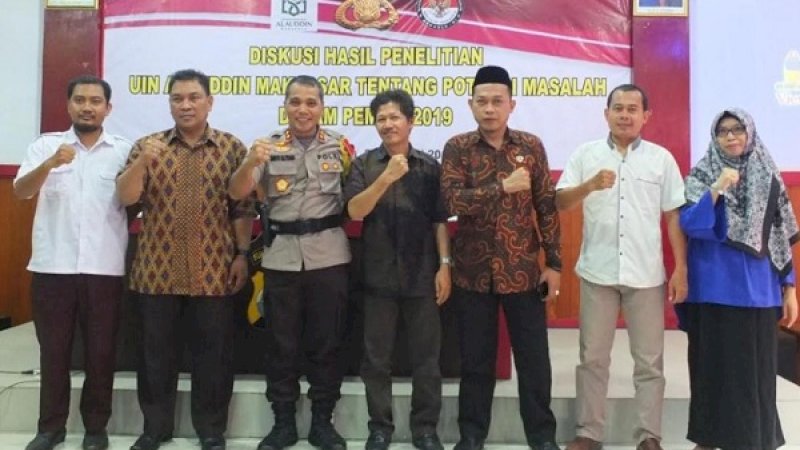 Suasana usai diskusi Potensi Masalah dalam Pemilu 2019 di Aula Endra Dharmalaksana Mapolres Gowa, Senin (21/1/2019)