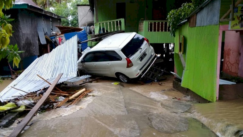 Salah satu jejak keganasan banjir di Jeneponto, Rabu (23/1/2019).