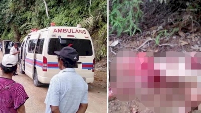 Ambulans membawa korban pemarangan di Malaysia ke rumah sakit.