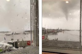 Momen Mengerikan Tornado Memutar Pesawat dan Membalikkan Bus Bandara