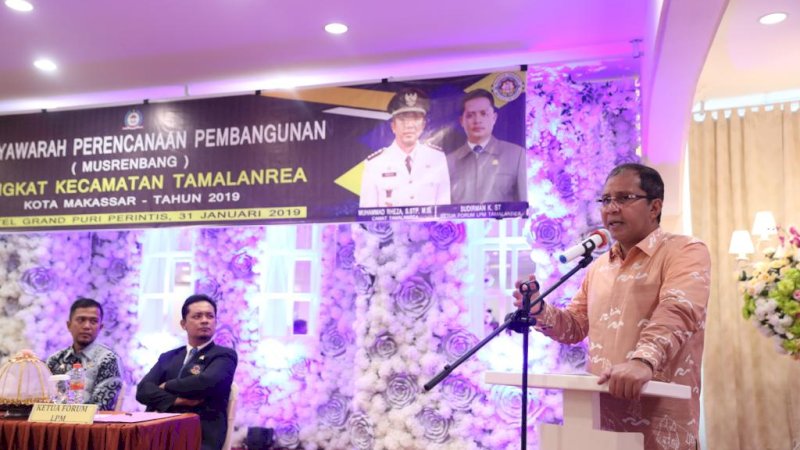 FT:Walikota Makassar, Moh Ramdhan "Danny" Pomanto di  Musrembang tingkat Kecamatan Tamalanrea digelar di Hotel Grand Puri, Jalan Perintis Kemerdekaan, Makassar, Kamis (31/1/2019).