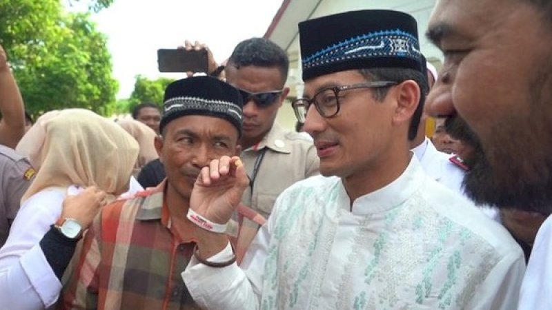 Sandiaga Uno di Lhokseumawe, Aceh Utara, Minggu (3/2/2019). (Foto: Merdeka.com)