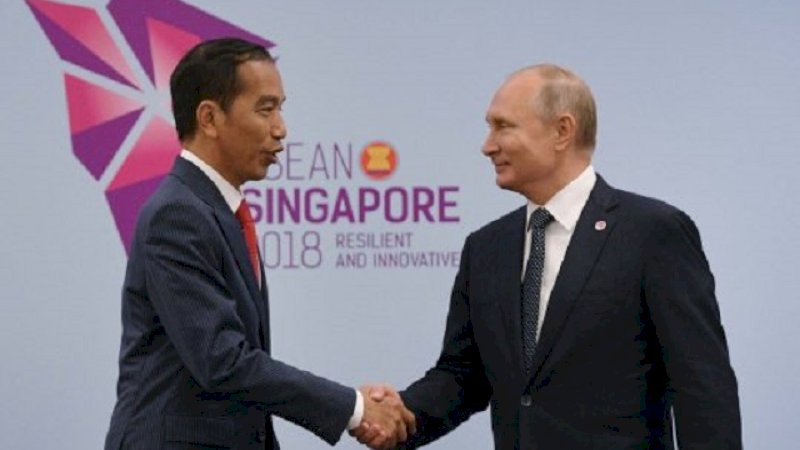 Presiden Rusia Vladimir Putin saat bertemu Presiden Jokowi beberapa waktu lalu.