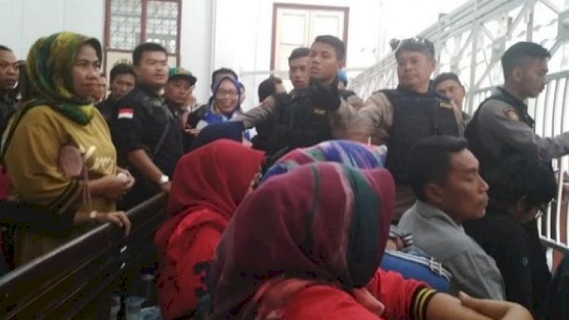 Suasana sidang kasus pembunuhan M Arfan di PN Makassar beberapa waktu lalu.