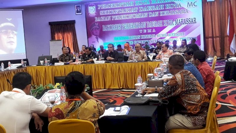 Rapat Koordinasi Khusus (Rakorsus) untuk Perusahaan daerah (Perusda) di Hotel SwissBell, Makassar, Kamis (7/2/2019).