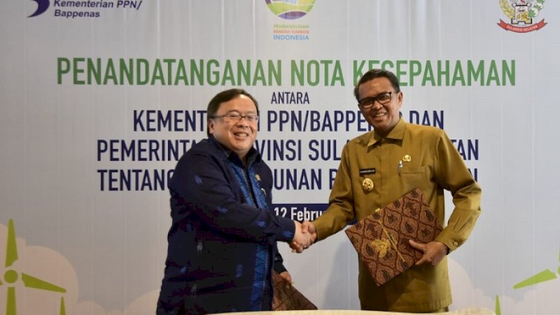 Menteri PPN/Kepala Bappenas Bambang Brojonegoro dan Nurdin Abdullah.