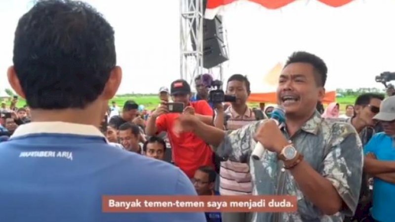 Moh Subkhan (kanan) saat bertemu Sandiaga Uno.