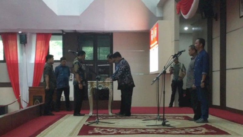 Geladi pelantikan kepala daerah Wajo dan Luwu di ruang pola kantor gubernur Sulsel, Jalan Urip Sumoharjo, Kamis (14/2/2019). (Foto: Fathul Khair/Rakyatku.com)