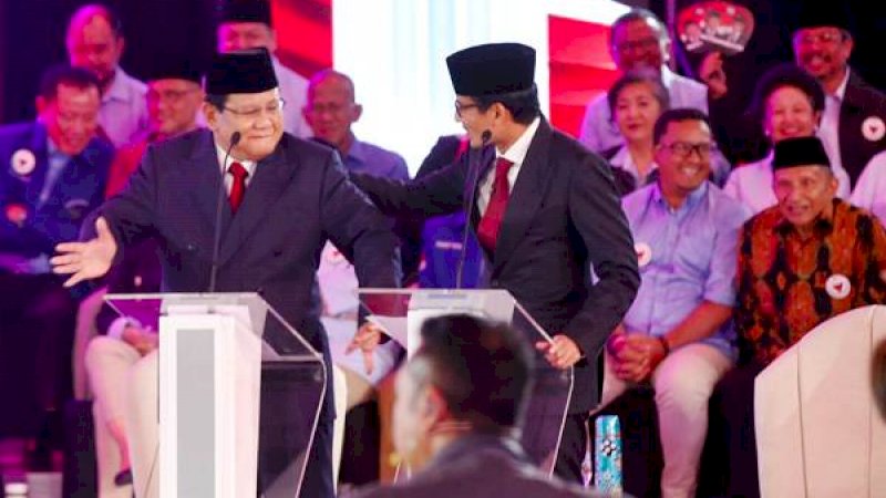 Momen saat Prabowo Subianto berjoget pada debat perdana beberapa waktu lalu.