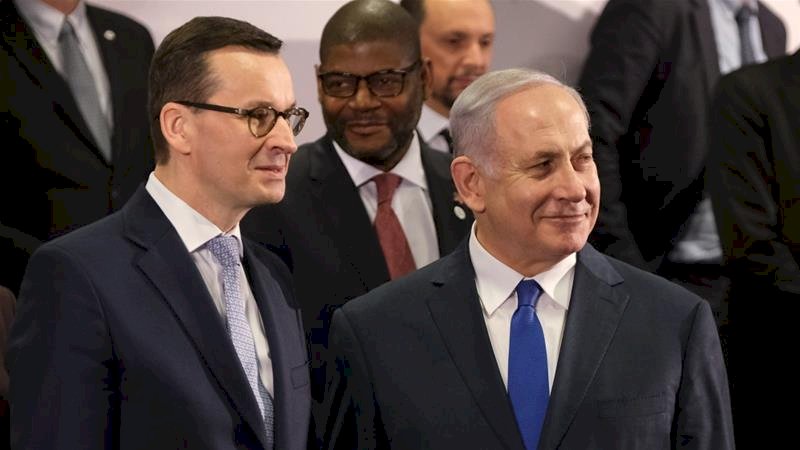 Perdana menteri Polandia dan Israel menghadiri konferensi di Timur Tengah yang diadakan di Warsawa minggu lalu. FOTO: Sean Gallup/Getty Images]