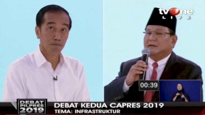 Suasana debat Jokowi dan Prabowo.