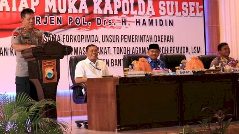 Kepala Kepolisian Daerah (Kapolda) Sulsel, Irjen Pol H Hamidin melakukan kunjungan kerja ke Bantaeng, Senin (18/2/2019). 