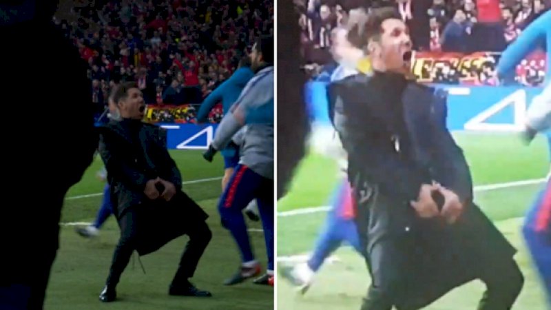 Selebrasi pegang selangkangan Diego Simeone.