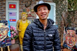 Keren! Seniman Vietnam Lukis Potret 'Perdamaian' Trump dan Kim
