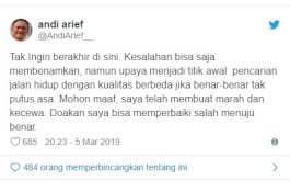 Kembali Main Twitter, Andi Arief Mengaku Salah dan Mohon Maaf