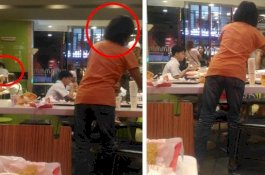 Lihat Putrinya Bekerja Sendiri, Ibu Karyawan Resto Cepat Saji Ini Bantu Bersihkan Meja