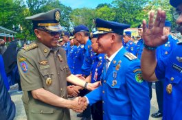 Meriahkan HUT ke-69 Satpol PP dan Damkar, Pemkab Lutim Ikut Devile di Rujab Gubernur Sulsel