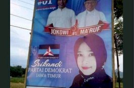 Tak Ada Wajah SBY, Caleg Demokrat Pasang Foto Jokowi-Ma'ruf di Baliho