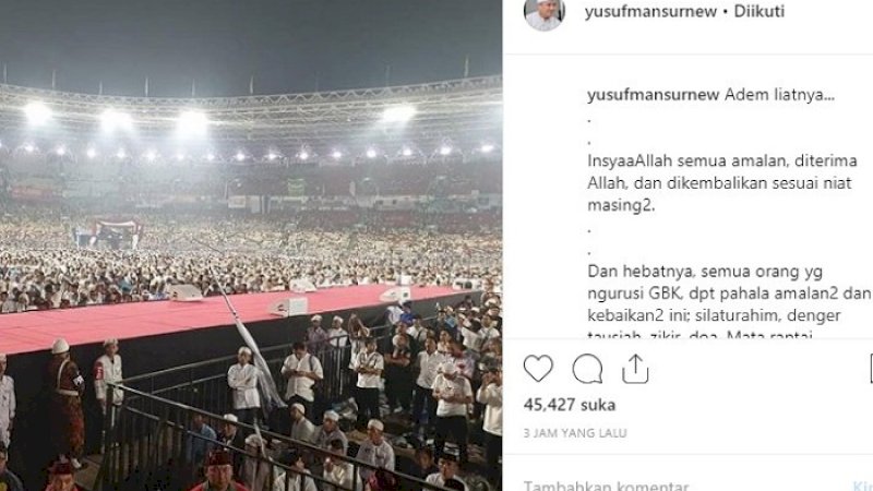 "Adem Liatnya," Ustaz Yusuf Mansur Sebut Jokowi Ikut Dapat Pahala dari Kampanye Prabowo-Sandi