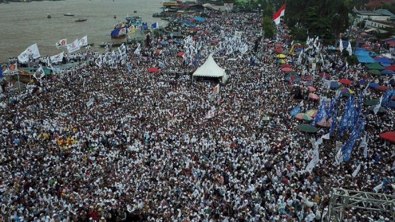 Suasana kampanye Prabowo Subianto di Benteng Kuto Besak, Palembang, Selasa (9/4/2019).