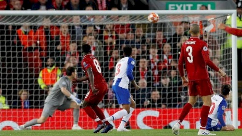 Proses gol Liverpool yang dicetak Naby Keita ke gawang Porto. (Sumber: Reuters)