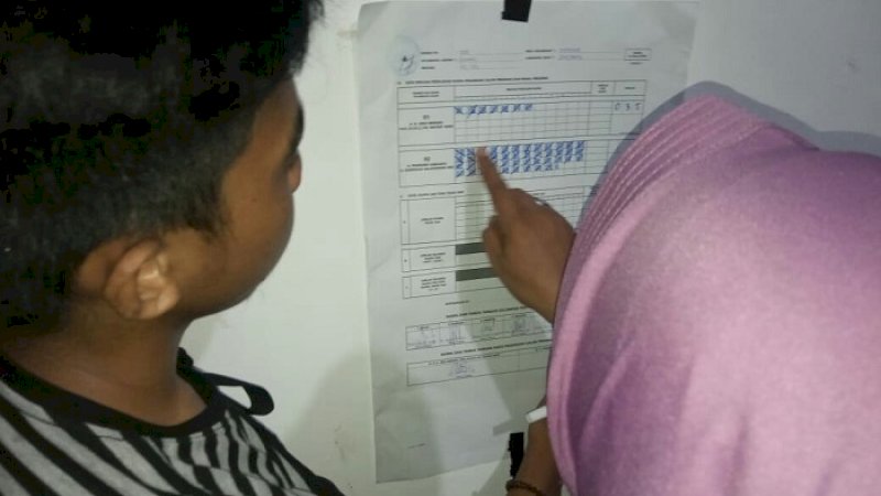 Hasil pencoblosan di TPS tempat Bupati Jeneponto, Iksan Iskandar mencoblos.