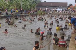 Syukuran Kemenangan Jokowi-Ma'ruf, Warga Ramai-Ramai Nyemplung ke Empang