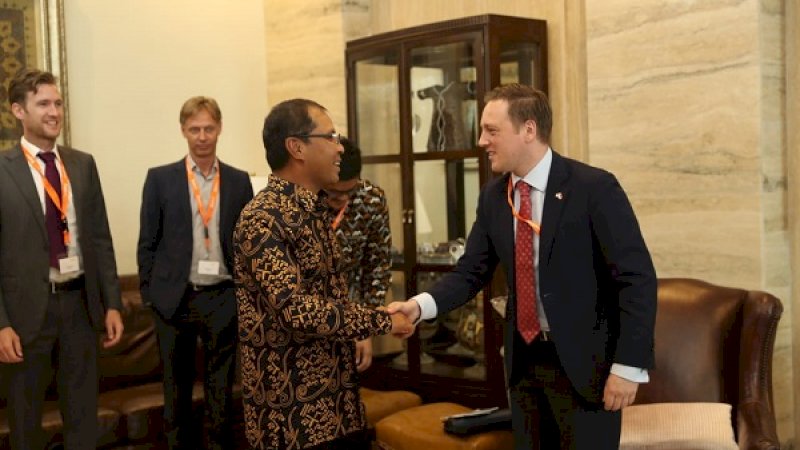 Wali Kota Makassar, Mohammad Ramdhan Pomanto, saat menerima kunjungan delegasi dari Belanda di kediaman wali kota, Selasa (23/4/2019).