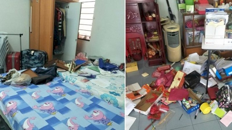 Rumah Ang yang tampak berantakan.