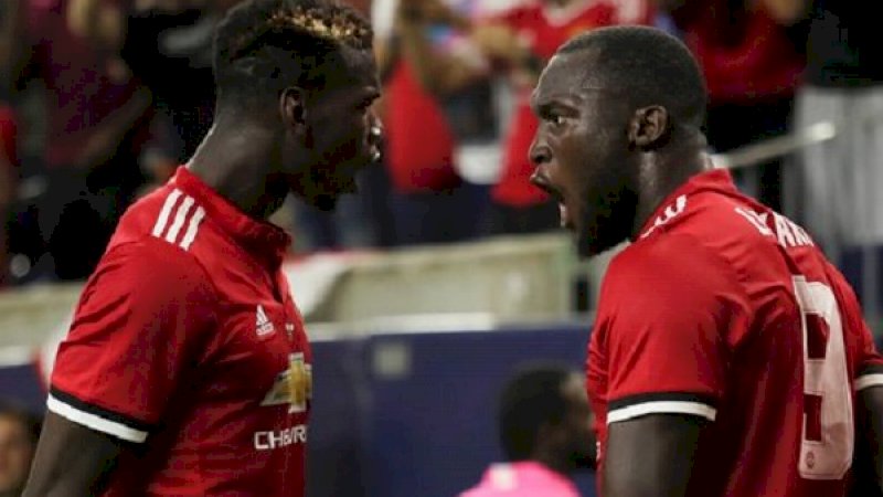 Paul Pogba dan Romelu Lukaku. (Foto: Daily Post)