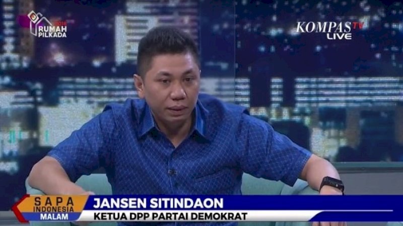 Jansen Sitindaon saat tampil di salah satu stasiun televisi.
