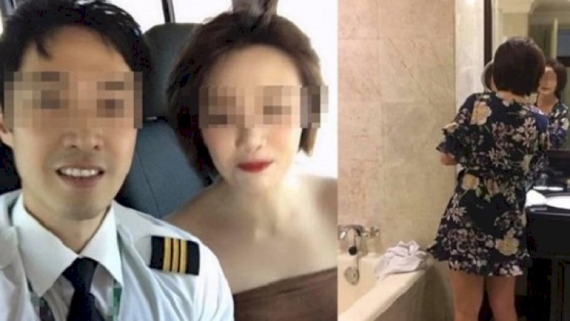 Foto pilot dan pramugari yang diduga berselingkuh.