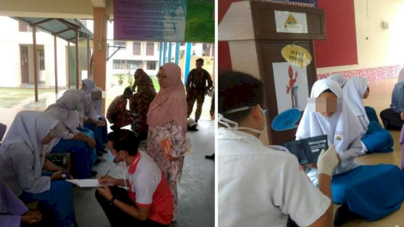 Siswa SMA Bayan Lepas, Penang, diberi bantuan medis usai ledakan kimia.