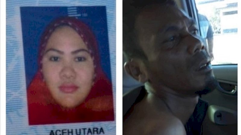Korban Irawati Nurdin (kiri) dan pelaku pembunuhan, Aidil Syahputra Ginting (kanan).
