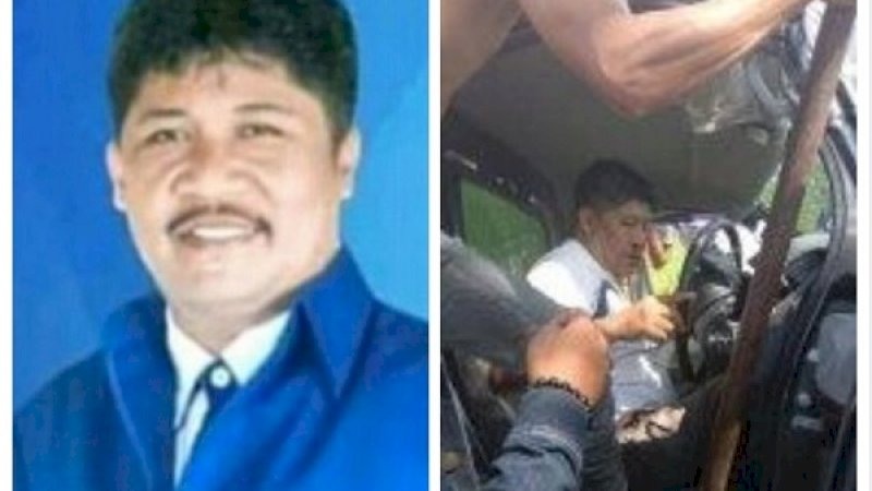 Ria Akudran semasa hidup (kiri). Saat lakalantas, beberapa warga membantu mengeluarkan kakinya yang terjepit.