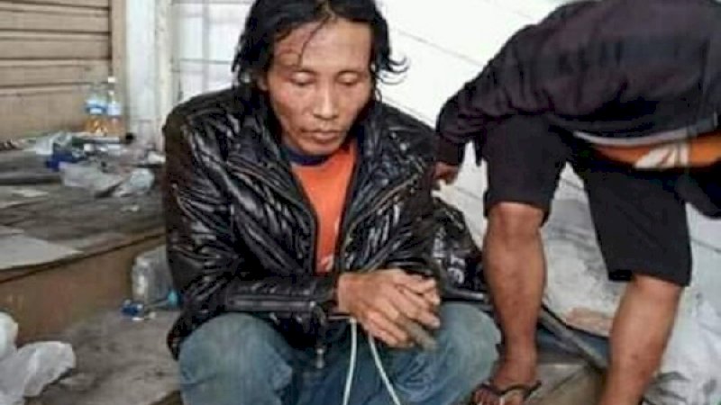 Sugeng Santoso saat dibekuk aparat kepolisian dari Reskrim Polres Malang Kota.