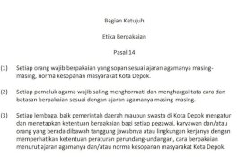Ini Ranperda Kota Religius Depok yang Atur Etika Berpakaian