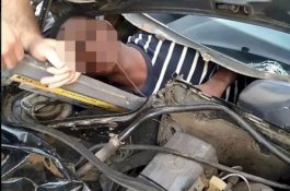 Foto Mengejutkan! Gadis Remaja Diselundupkan Dalam Kap Mesin