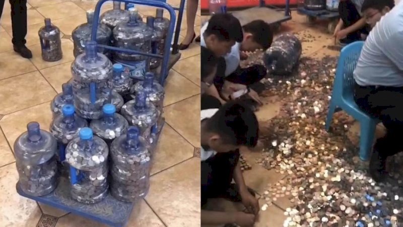 Menabung 10 Tahun, Penjual Ikan Ini Bayar DP Rumah Pakai Koin 20 Galon