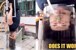 Pria Tiongkok Ini Ciptakan Mesin Cuci Rambut Terbalik untuk Orang Malas