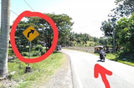 Petunjuknya ke Kanan Tikungannya ke Kiri, Warganet Ramai Komentari Rambu Lalu Lintas Ini