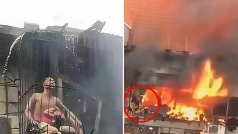 Foto ayah dan ibu terbakar demi lindungi putrinya.