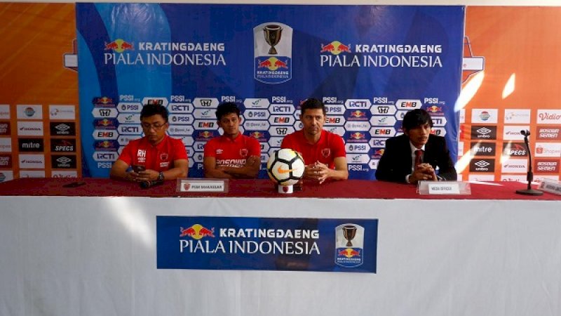 Konferensi pers PSM Makassar jelang menghadapi Madura United dihelat di Stadion Andi Mattalatta, Makassar, Sabtu (29/6/2019) sore tadi. (Foto: Ofisial PSM Makassar)
